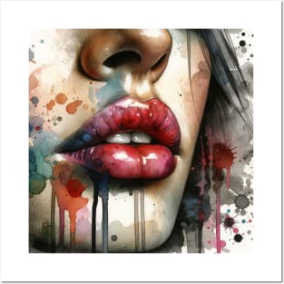 Watercolor Women Lips #1 Posters and Art